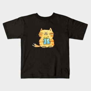 Cat with present Kids T-Shirt